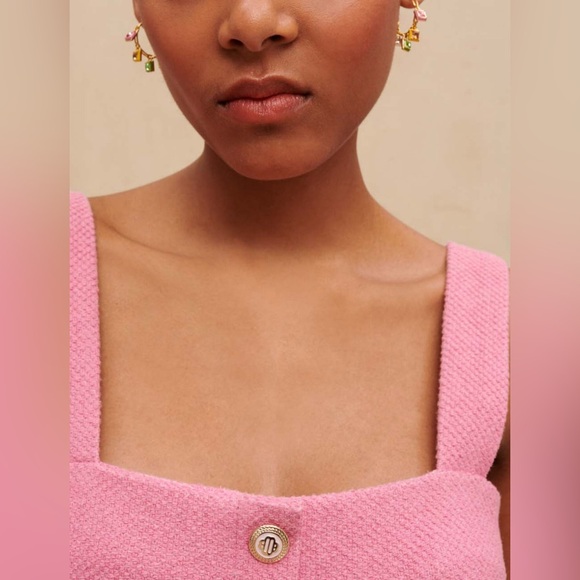 Maje Pink Tweed Wide-Leg Jumpsuit (Pant Suit) Size 38 / US 6 NWOT - Picture 2 of 10